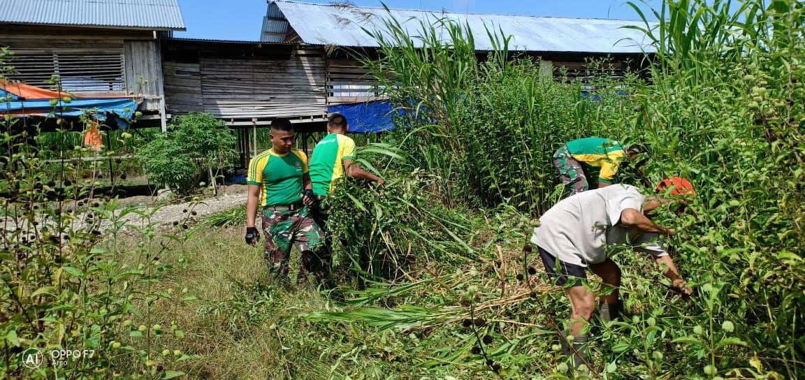 Penanaman Lahan Tidur Di Sanggaria, Satgas Yonif Pr 328 Tingkatkan Ekonomi Warga Perbatasan