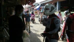 Spiderman, Wiro Sableng dan Superhero Bantu Kodim OKI Cegah Penyebaran COVID-19 di Kayu Agung