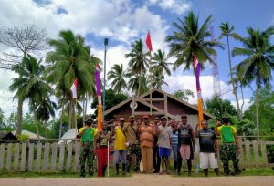 Jelang HUT Kemerdekaan RI ke-75, Satgas 754 Kostrad Ajak Warga Kimam Pasang Bendera Merah Putih