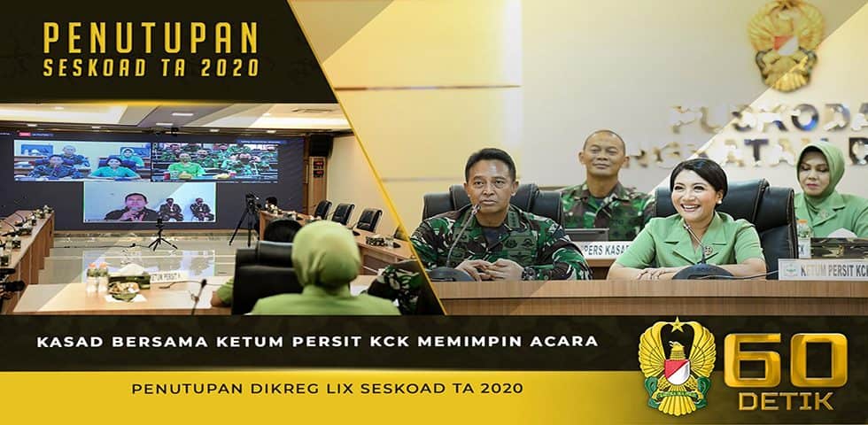 Kasad Bersama Ketum Persit KCK Memimpin Acara Penutupan Dikreg LIX Seskoad TA. 2020