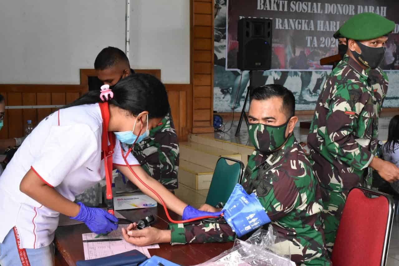 Korem 174 /ATW Merauke Gelar Donor Darah Dalam Rangka Hari Juang TNI AD Tahun 2020