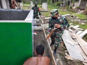 Wujudkan Harapan Santri, Koramil 01 SM Bangun Tempat Wudhu di Dayah Istiqamatuddin