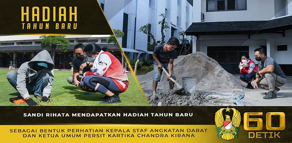 Kasad dan Ketum Persit KCK Memberikan Hadiah Tahun Baru Kepada Sandi Rihata