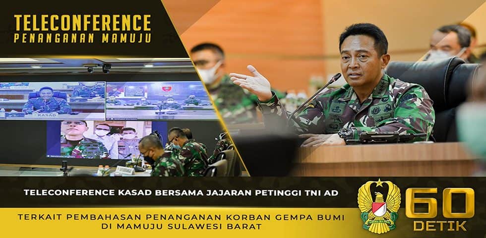 Teleconference Kasad Terkait Penanganan Korban Gempa Bumi di Mamuju, Sulawesi Barat