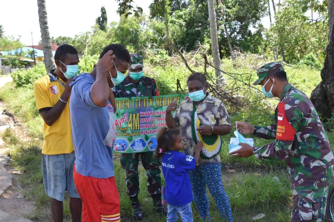 Cegah Penyebaran Covid-19, Korem 174/ATW Sosialisasikan Prokes