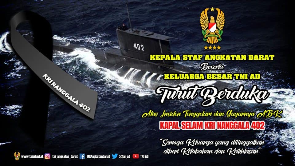 ⁣⁣Kepala Staf Angkatan Darat Beserta Keluarga Besar TNI AD Turut Berduka atas Insiden Tenggelam dan Gugurnya ABK Kapal Selam KRI Nanggala 402⁣⁣⁣⁣⁣⁣