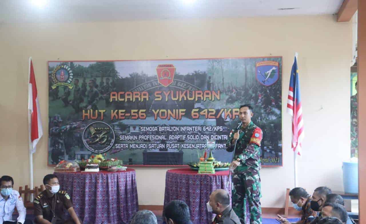 Satgas Yonif 642 Rayakan HUT Ke-56 Secara Sederhana di Perbatasan RI-Malaysia