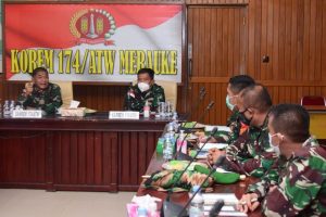 Danrem Pimpin Rapat Evaluasi Kinerja Satgas dibawah Kolakops Korem 174/ATW Merauke