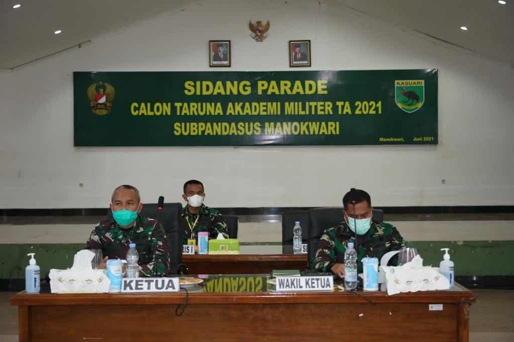 Kodam XVIII/Kasuari Gelar Sidang Parade Calon Taruna Akmil TA. 2021 Subpanpus Manokwari