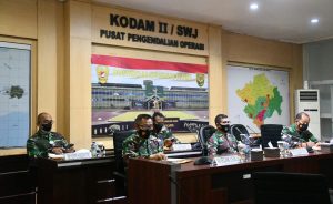 Evaluasi Program Serbuan Vaksinasi Dan Rencana PPKM Darurat di Jawa – Bali, Pangdam II/Sriwijaya Vicon Dengan Panglima TNI