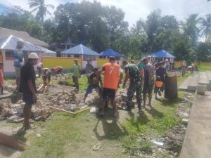 Bersama 200 Warga, Pos Alang Saode Bangun Pondasi Gedung Serba Guna