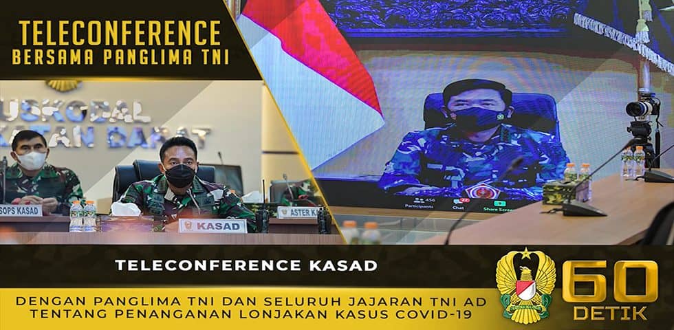 Teleconfrence Kasad dengan Panglima TNI Tentang Penanganan Pandemi Covid-19