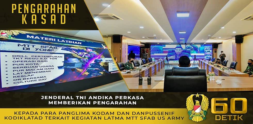 Pengarahan Kasad kepada Para Pangdam dan Danpussenif Terkait Kegiatan Latma MTT SFAB US Army
