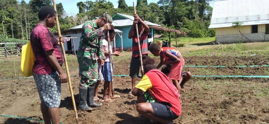 Satgas Yonif 131 Bantu Petani Perbatasan Tanam Padi