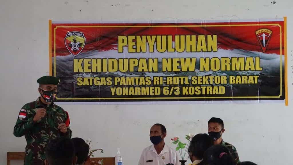 Satgas Yonarmed 6/3 Kostrad Gelar Sosialisasi New Normal di SMA 1 Mutis Eban