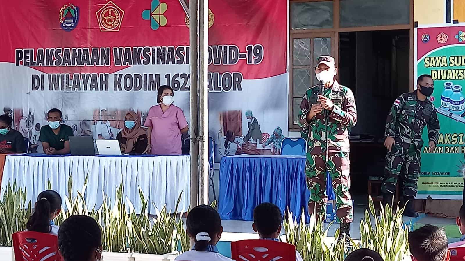 Kodim 1622/Alor Gelar Vaksinasi, Antusias Siswa Mendapatkan Vaksin Sangat Tinggi