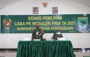 Pangdam XVIII/Kasuari Pimpin Sidang Pemilihan Caba PK Reguler Pria TA. 2021 TNI AD Subpanpus Kodam XVIII/Kasuari