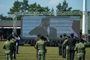 Pangdivif 2 Kostrad Ikuti Upacara Peringatan HUT TNI Ke 76 Secara Virtual di Madivif 2 Kostrad