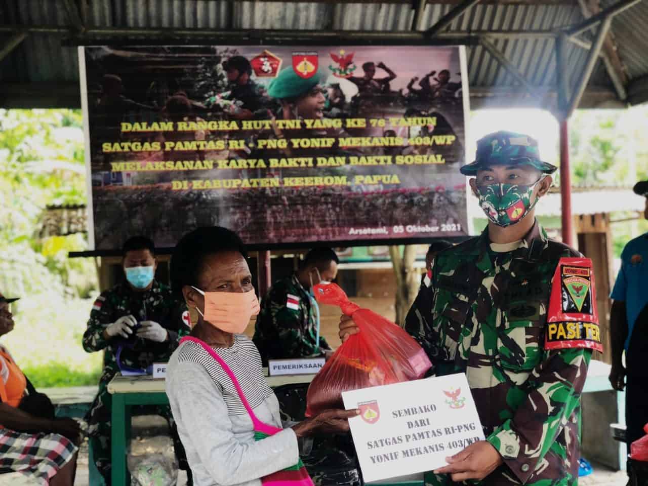 Satgas Yonmek 403 Gelar Baksos di Keerom Papua