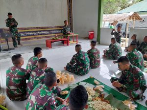 Rayakan Hari Jadi, Satgas Yonif 734 Gelar Syukuran di Daerah Penugasan