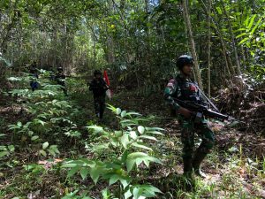 Jaga Kedaulatan Wilayah, Satgas Yonif 131 Gelar Patroli Patok Batas