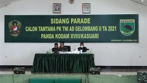 Kodam Kasuari Gelar Sidang Parade Calon Tamtama TNI AD Gelombang Il 2021