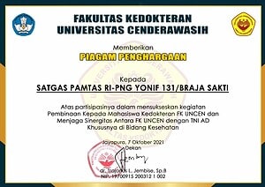 Satgas Yonif 131/Brs Terima Penghargaan Dari Fakultas Kedokteran Universitas Cenderawasih