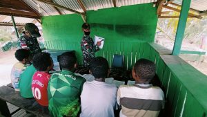 Satgas Yonif 131/Brs Sediakan Tempat Belajar Bagi Anak Perbatasan Papua