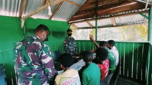 Satgas Yonif 131/Brs Sediakan Tempat Belajar Bagi Anak Perbatasan Papua