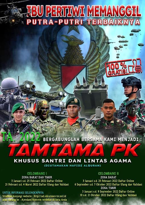 Bergabunglah Bersama Kami Menjadi Tamtama PK Khusus Santri dan Lintas Agama TA. 2022