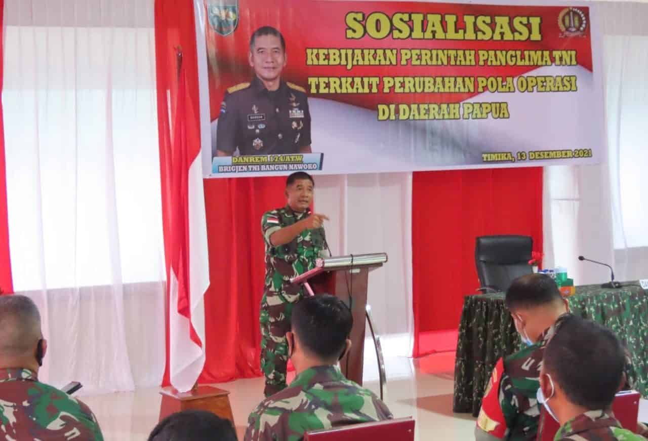 Danrem 174/ATW Merauke Sosialisasikan Kebijakan Panglima TNI Tentang Perubahan Pola Operasi di Daerah Papua