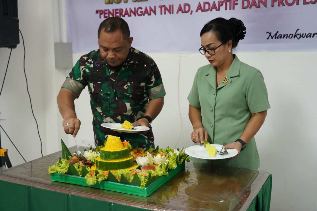 Pendam Kasuari Gelar Syukuran HUT Ke-71 Penerangan TNI AD Bersama Awak Media