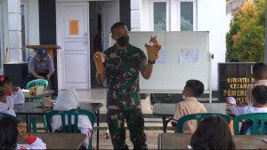 Satgas Kodim Maluku Batalyon Arhanud 11/WBY Gelar Pembelajaran Pembentukan Mental Sehat Anak Usia Dini