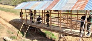 Buka Akses Perekonomian, Satgas Yonif MR 412 Perbaiki Jembatan di Pedalaman Papua