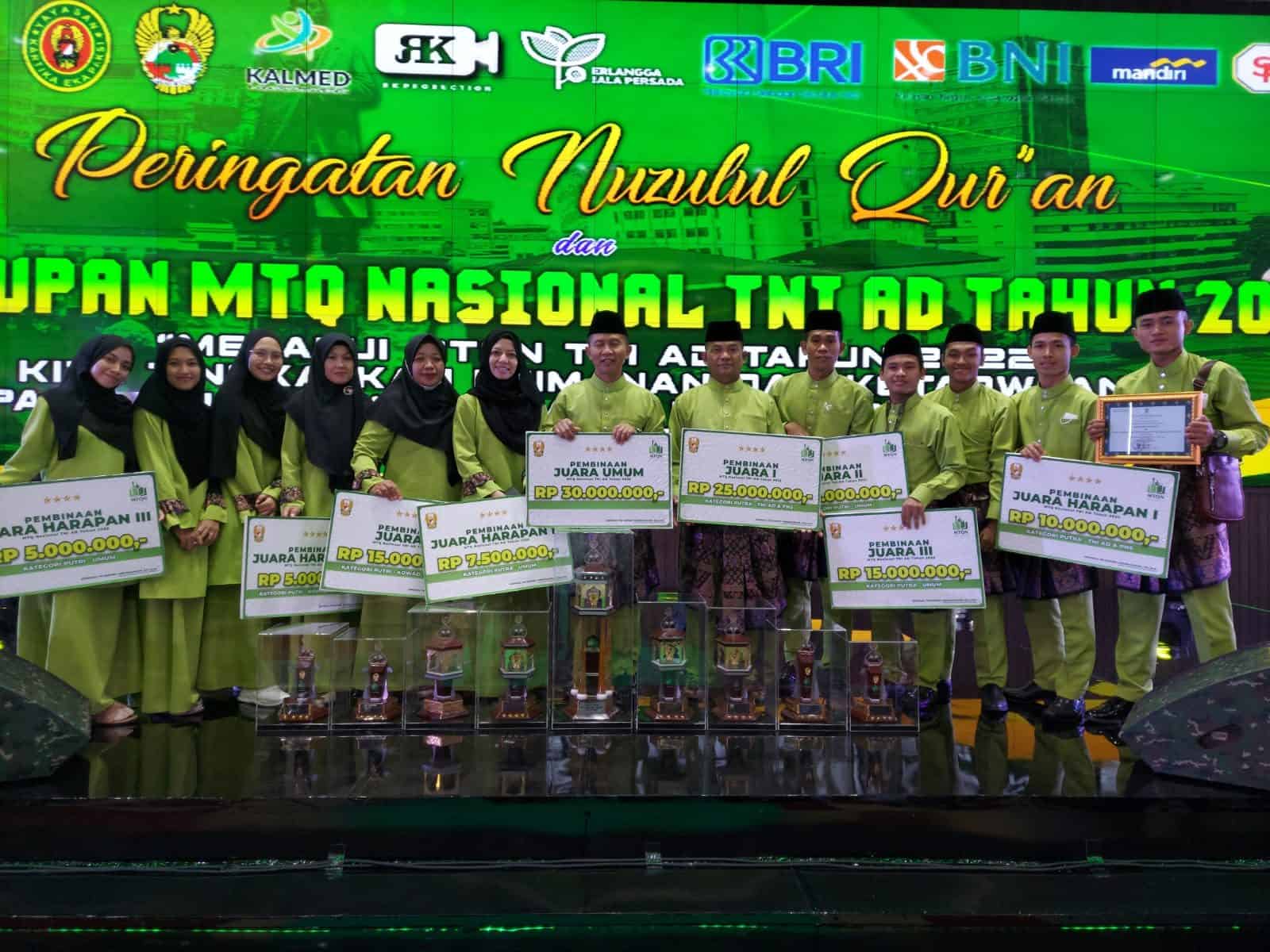 Alhamdulillah, Kodam I/BB Raih Juara Umum MTQN TNI AD TA 2022
