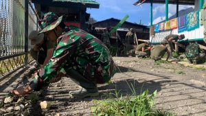 Semarakan Hari Raya Idul fitri, Satgas Yonif R 408 Perindah Masjid Di Puncak Papua