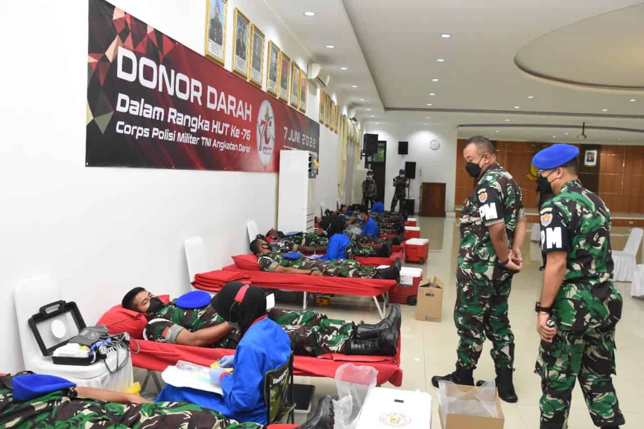 Rangkaian HUT ke 76 Corps Polisi Militer Angkatan Darat, Puspomad Gelar Donor Darah