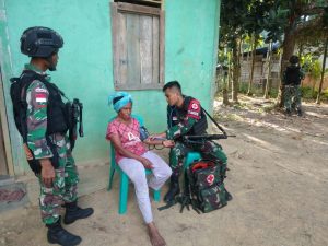 Jaga Kesehatan Warga Papua, Tim Kesehatan Satgas Pamtas Yonif 711/Rks Telusuri Kampung ke Kampung