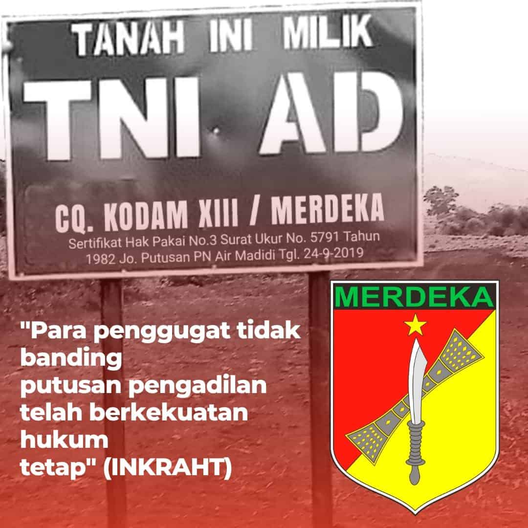 Klarifikasi TNI AD Terkait Lahan Milik TNI AD di Desa Watutumou 3 Kecamatan Kalawat Kabupaten Minahasa Utara