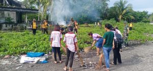 Sinergitas Satgas Yonarhanud 11/WBY, Polri dan Masyarakat Bersihkan Terminal Desa Kamal