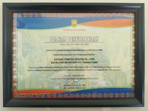 Bantu Wujudkan Ketahanan Pangan, Satgas Pamtas Yonif 711/Rks Terima Penghargaan dari DKPP Kota Jayapura