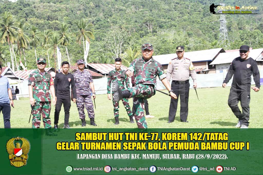 Sambut HUT TNI ke-77, Korem 142/Tatag Gelar Turnamen Sepak Bola Pemuda Bambu Cup I