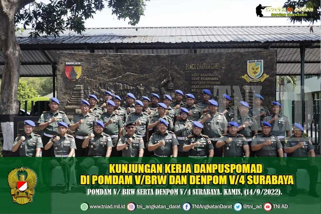 Kunjungan Kerja Danpuspomad di Pomdam V/Brw dan Denpom V/4 Surabaya