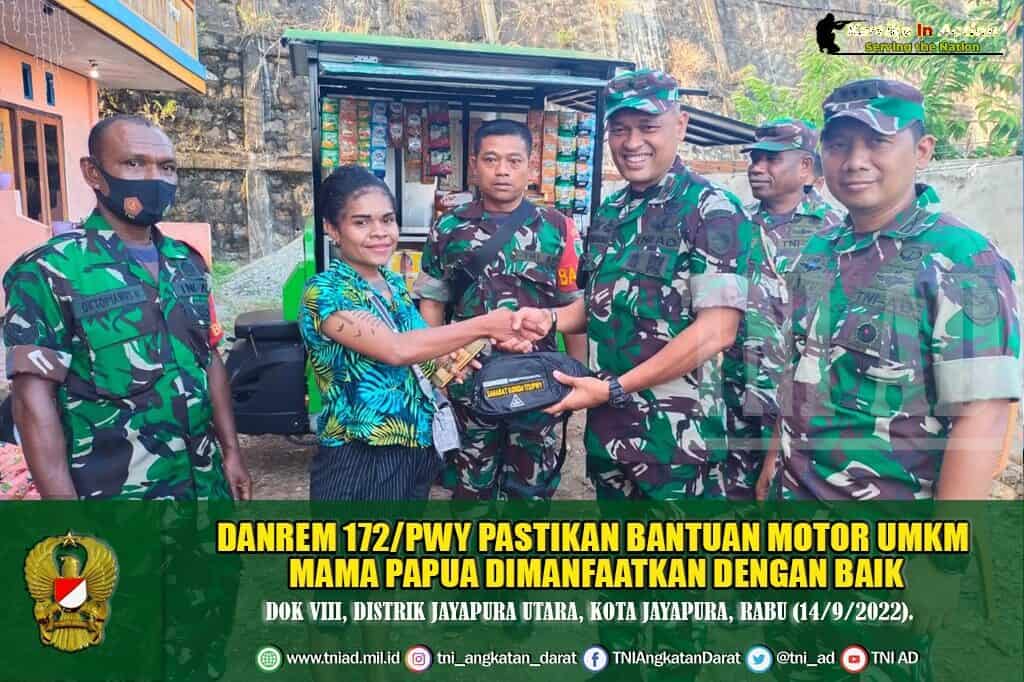 Danrem 172/PWY Pastikan Bantuan Motor UMKM Mama Papua Dimanfaatkan Dengan Baik