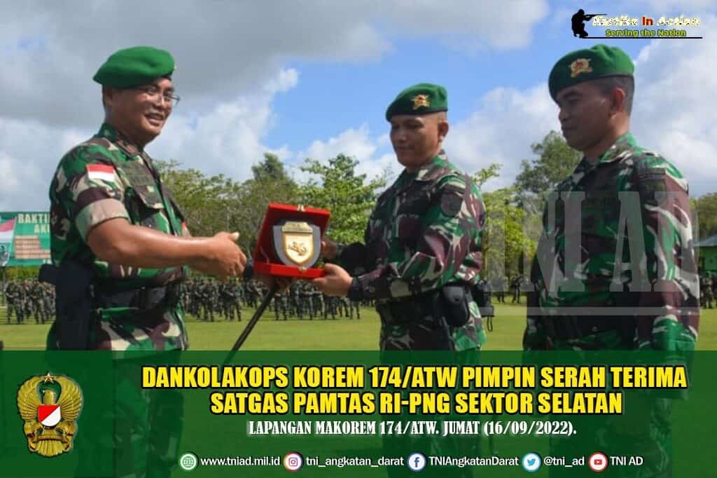 Dankolakops Korem 174/ATW Pimpin Serah Terima Satgas Pamtas RI-PNG Sektor Selatan