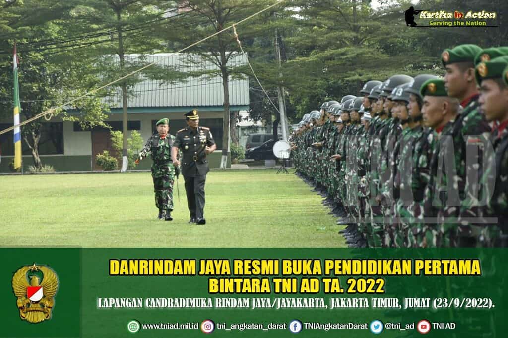 Danrindam Jaya Resmi Buka Pendidikan Pertama Bintara TNI AD TA. 2022