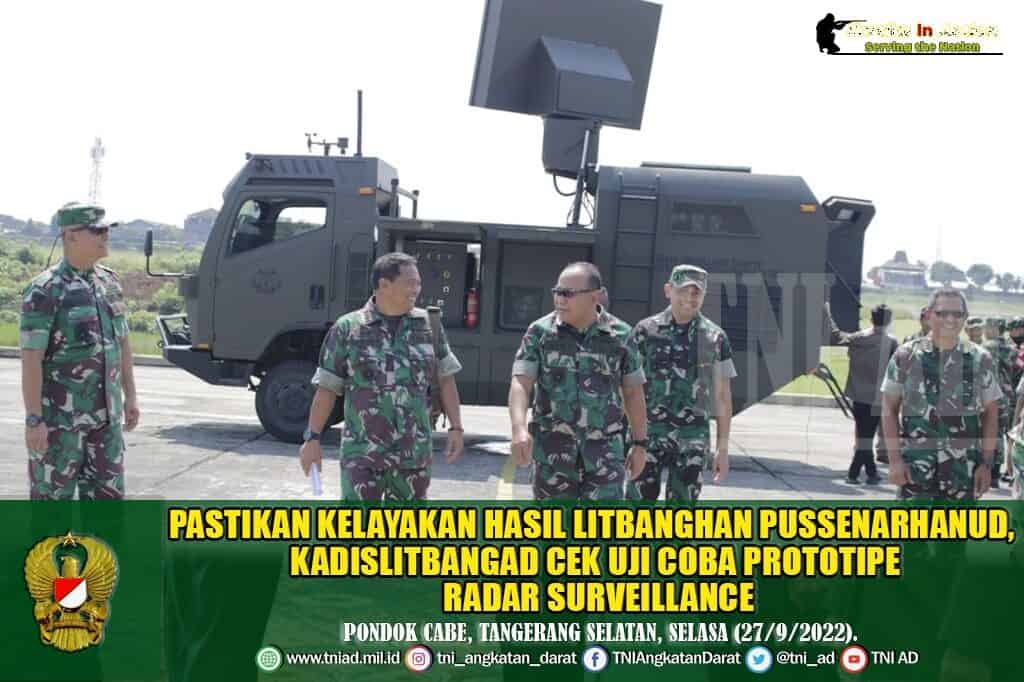 Pastikan Kelayakan Hasil Litbanghan Pussenarhanud, Kadislitbangad Cek Uji Coba Prototipe Radar Surveillance