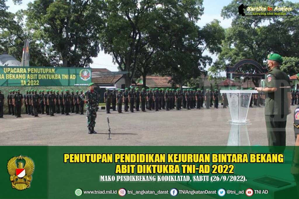 Penutupan Pendidikan Kejuruan Bintara Bekang Abit Diktukba TNI-AD 2022