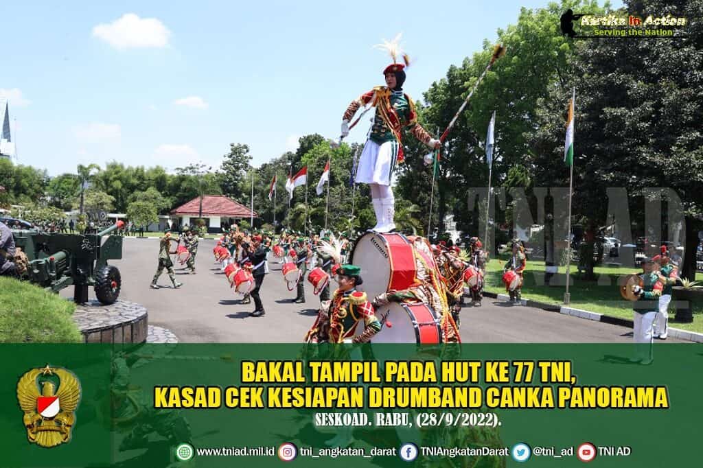 Bakal Tampil pada HUT Ke 77 TNI, Kasad Cek Kesiapan Drumband Canka Panorama