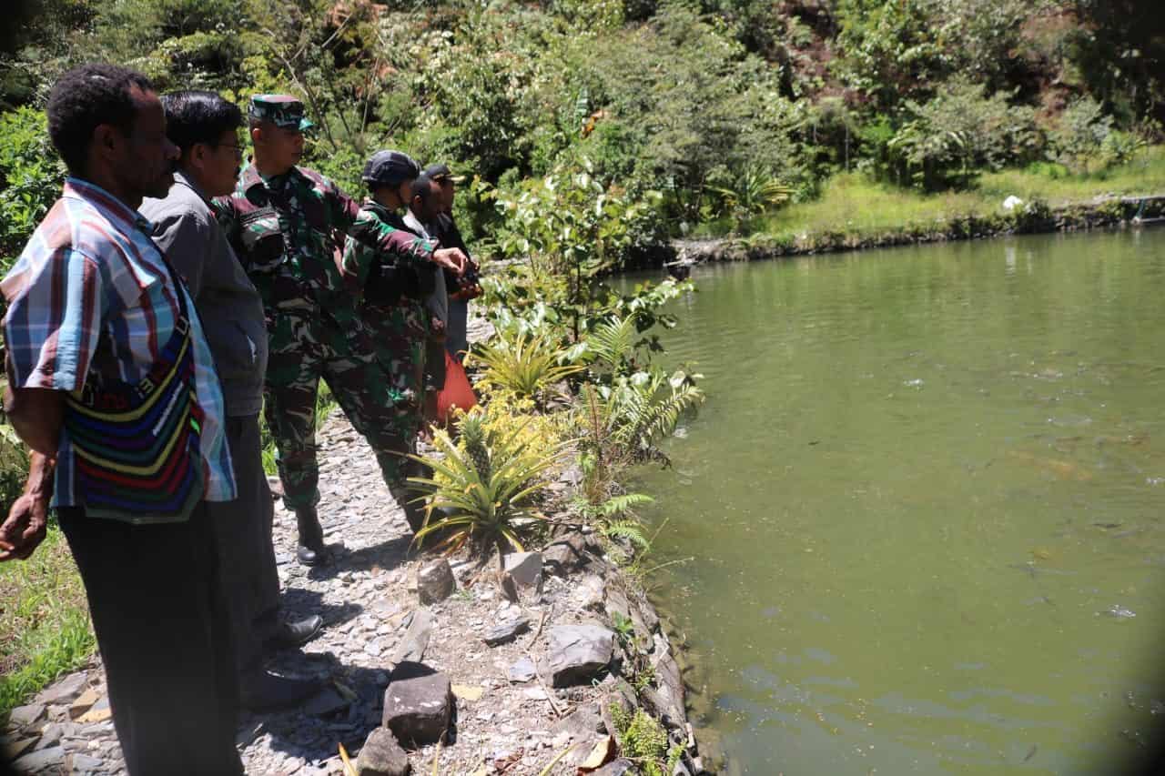 Tingkatkan Kesejahteraan Masyarakat, Satgas Yonif R 301/PKS Kembangkan Budidaya Ikan di Puncak Jaya